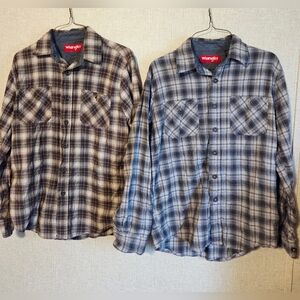 Wrangler Men's Plaid Button-Down Shirts - Brown and Grey
